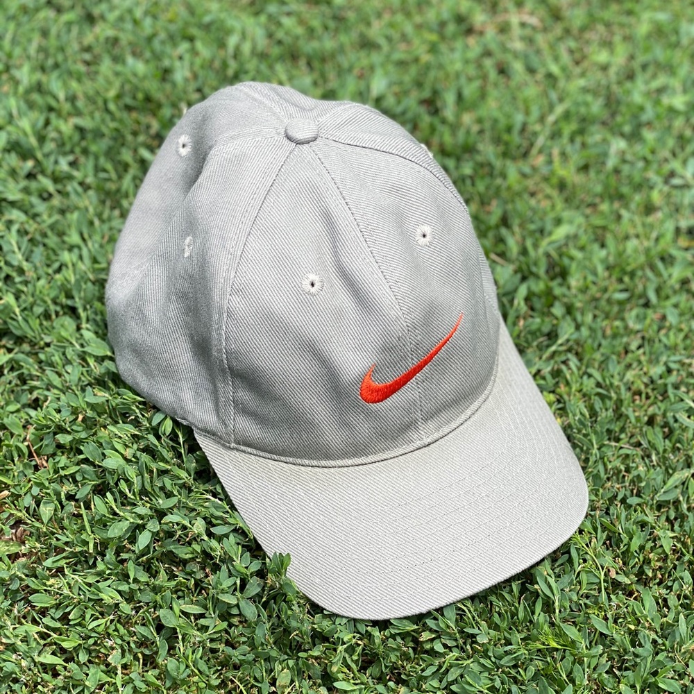 Nike Gray with Orange Swoosh hat